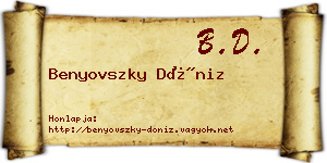 Benyovszky Döniz névjegykártya
